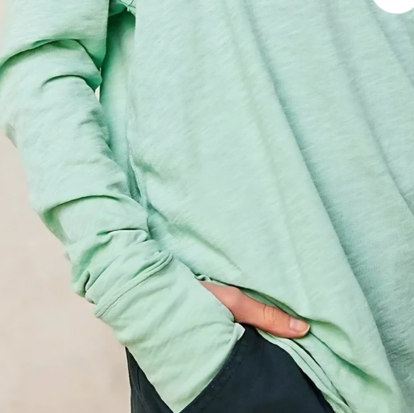 Free People We The Free Arden Extra Long Mountain Green Longsleeve Top - Picture 3 of 9